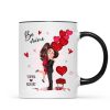 Be Mine Doll Couple Hugging Kissing Personalized Mug - Gift For Him Gift For Her