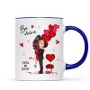 Be Mine Doll Couple Hugging Kissing Personalized Mug - Gift For Him Gift For Her