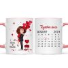 Be Mine Doll Couple Kissing Calendar Personalized Mug - Gift For Him Gift For Her