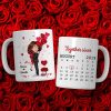 Be Mine Doll Couple Kissing Calendar Personalized Mug - Gift For Him Gift For Her