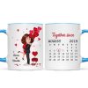 Be Mine Doll Couple Kissing Calendar Personalized Mug - Gift For Him Gift For Her