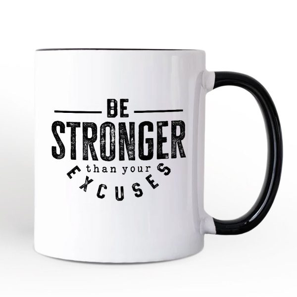 Be Stronger Than Your Excuses Personalized Mug, Motivational Gym Workout Fitness Gift with Custom Name