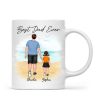 Beach Landscape Best Dad Ever Dad And Son Daughter Walking Personalized Mug