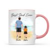 Beach Landscape Best Dad Ever Dad And Son Daughter Walking Personalized Mug