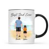 Beach Landscape Best Dad Ever Dad And Son Daughter Walking Personalized Mug