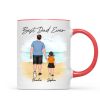 Beach Landscape Best Dad Ever Dad And Son Daughter Walking Personalized Mug