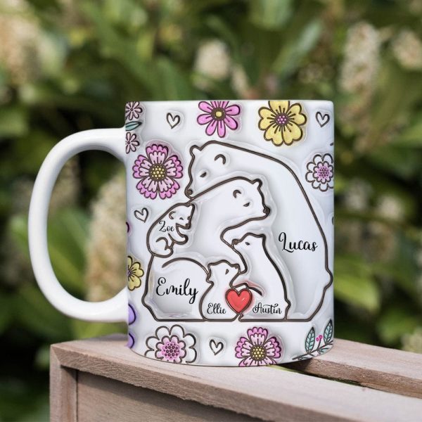 Bear Family Bear Mama Papa With 3D Inflated Effect Mug Personalized Gift HO82 890522