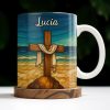Beautifully Illustrated Cross Draped With Cloth - Personalized Custom Coffee Mug - FTH058_MG