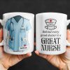 Behind Every Good Doctor Is A Great Nurse, Nurse Cap and Mask - Personalized Custom Coffee Mug - NUR010_MG