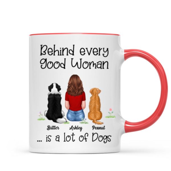 Behind Good Woman Are Dogs Back View Sitting Dog Personalized Mug
