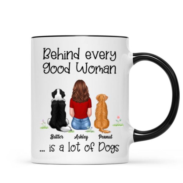 Behind Good Woman Are Dogs Back View Sitting Dog Personalized Mug