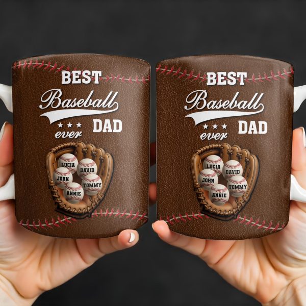 Best Baseball Dad Ever, Baseball and Glove - Personalized Custom Coffee Mug - DAD215_MG
