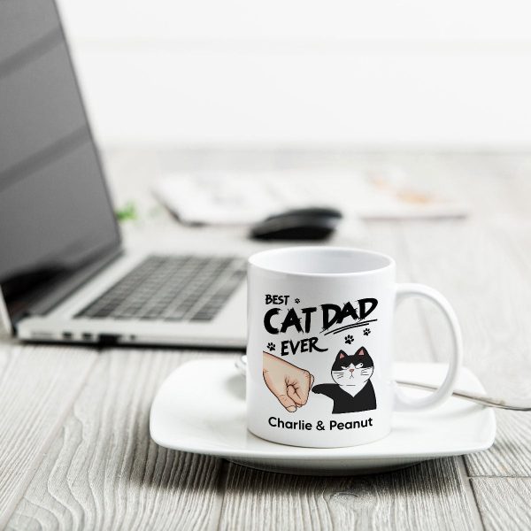 Best Cat Dad Ever Fist Bump Funny Cute Cats Personalized Mug