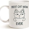 Best Cat Mom Ever Coffee Mug Funny Gift for Cat Mom from Daughter Son Kids, Mothers Day Birthday Gift
