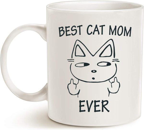 Best Cat Mom Ever Coffee Mug Funny Gift for Cat Mom from Daughter Son Kids, Mothers Day Birthday Gift