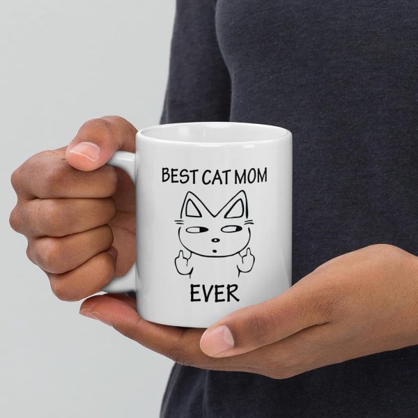 Best Cat Mom Ever Coffee Mug Funny Gift for Cat Mom from Daughter Son Kids, Mothers Day Birthday Gift