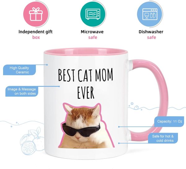 Best Cat Mom Ever Coffee Mug Gift for Cat Mom Women, Mothers Day Birthday Christmas Gift