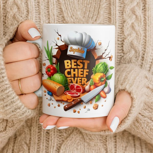 Best Chef Ever With Chef Hat And Vegetables - Personalized Custom Coffee Mug - JBS071_MG