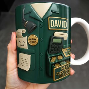 Best Coffee Break Companion For Awesome Cashiers, Cash Register And Telephone - Personalized Custom Coffee Mug - OFW008_MG