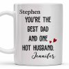 Best Dad And One Hot Husband With Hearts - Personalized Custom Coffee Mug - DAD235_MG