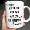 Best Dad And One Hot Husband With Hearts - Personalized Custom Coffee Mug - DAD235_MG
