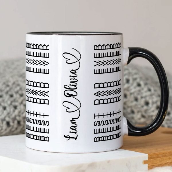 Best Dad Ever Funny Dad Hidden Message Personalized Mug, Father's Day Gift for Dad, Custom Kids' Names