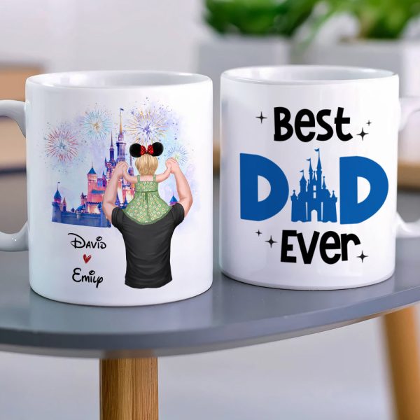 Best Dad Ever, Gift For Dad, Personalized Mug, Kid On Dad's Shoulder Mug, Father's Day Gift 02DNHN040523HH