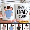 Best Dad Ever Man Carrying Kids On Shoulder Father's Day Gift Personalized Mug