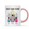 Best Dad Ever Mountain Sketch Back View Man Kids Dog Cat Personalized Mug