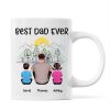 Best Dad Ever Mountain Sketch Back View Man Kids Dog Cat Personalized Mug