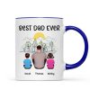 Best Dad Ever Mountain Sketch Back View Man Kids Dog Cat Personalized Mug