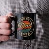 Best Dad Ever Retro Sunset Personalized Mug, Vintage Fathers Gift with Custom Name