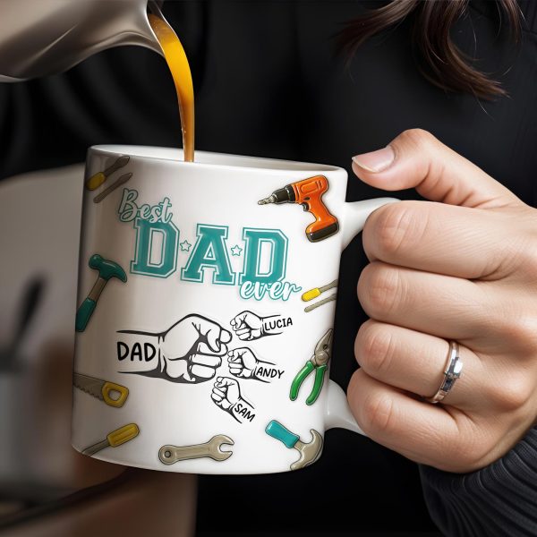 Best Dad Ever, Tools and Hand Gestures - Personalized Custom Coffee Mug - DAD116_MG