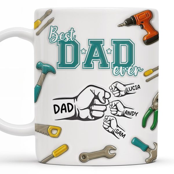 Best Dad Ever, Tools and Hand Gestures - Personalized Custom Coffee Mug - DAD116_MG