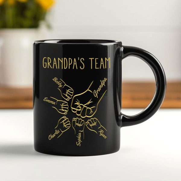 Best Dad Papa Grandpa Fist Bump Outline Metal Personalized Mug, Unique Father's Day Gift for Dad for Husband