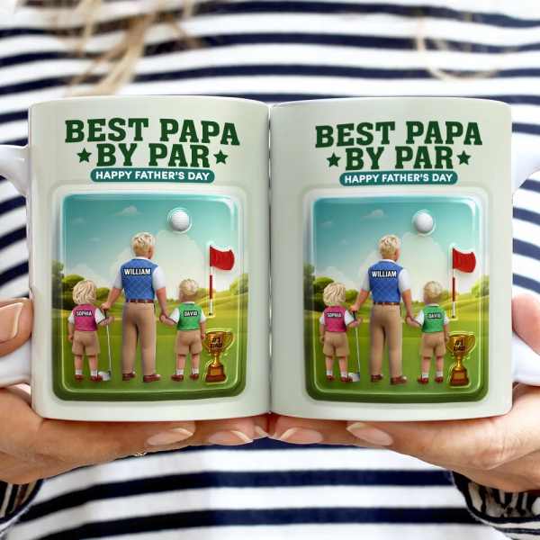 Best Daddy By Par 3D Effect - Personalized White Edge-to-Edge Mug