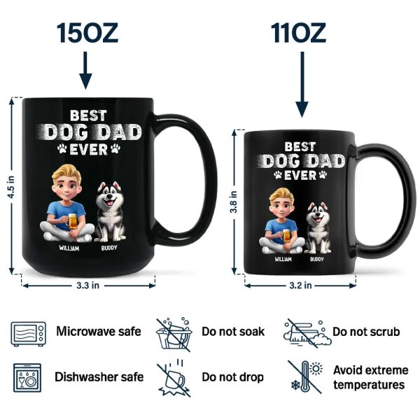 Best Dog Dad Ever 3D Effect - Personalized Black Mug