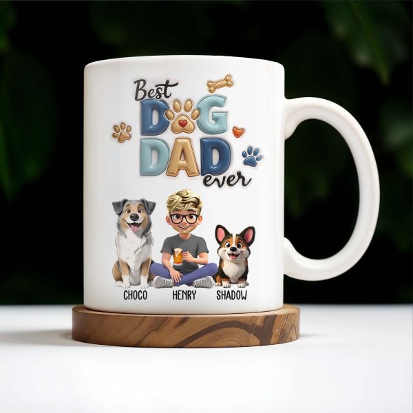 Best Dog Dad Ever, Dogs, Paws, And Beer Mug - Personalized Custom Coffee Mug - DAD056_MG