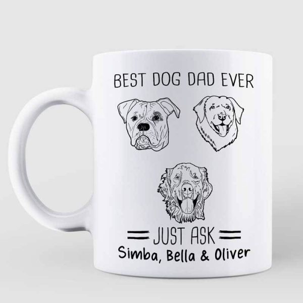 Best Dog Dad Ever Just Ask Dog Head Outline Personalized Mug