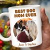 Best Dog Mom Ever With Heart Frame - Personalized Custom Coffee Mug - PET083_MG