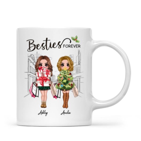 Best Friends Sisters Christmas Tree Personalized Mug