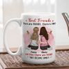 Best Friends White Ceramic Mug Personalized for Two Friends That Become Family, Cute Everyday Coffee Gift
