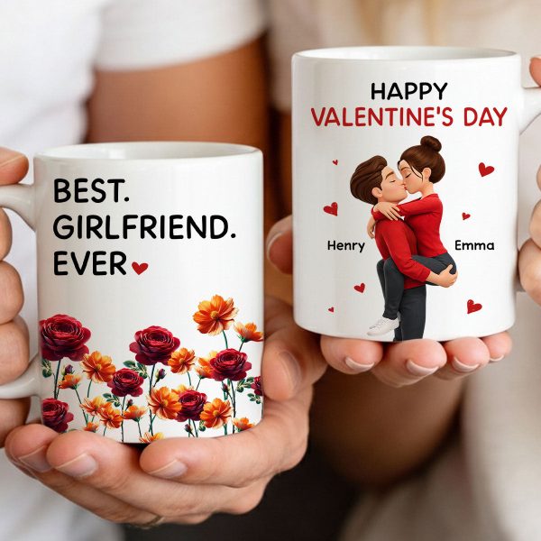 Best Girlfriend Boyfriend Ever Custom Birth Flower - Personalized Mug - Valentine's Day Gift for Her, for Him