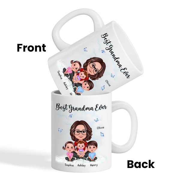 Best Grandma Ever Sitting Crossed Legs Personalized Mug