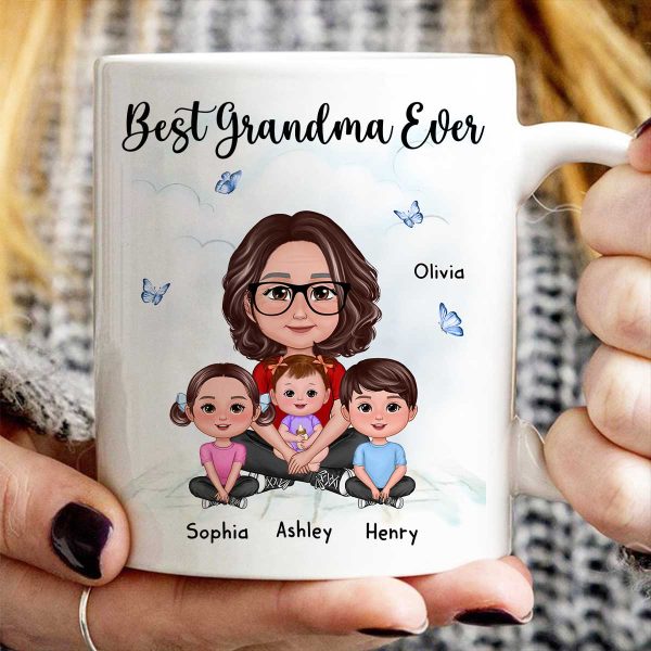 Best Grandma Ever Sitting Crossed Legs Personalized Mug