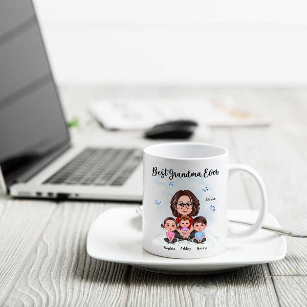 Best Grandma Ever Sitting Crossed Legs Personalized Mug