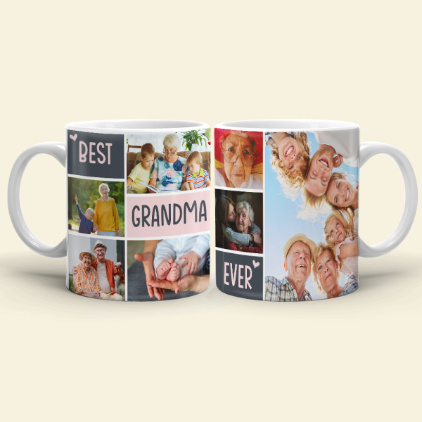 Best Grandma With Children, Photo Personalized White Mug