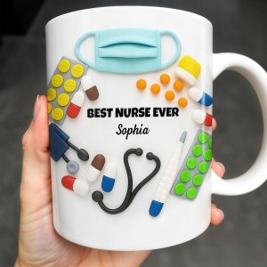 Best Nurse Ever With Stethoscope And Medical Tools - Personalized Custom Coffee Mug - NUR057_MG
