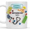 Best Nurse Ever With Stethoscope And Medical Tools - Personalized Custom Coffee Mug - NUR057_MG