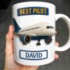 Best Pilot Airplane Design - Personalized Custom Coffee Mug - FAM373_MG